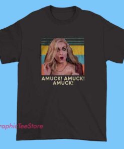 Amuck Amuck Amuck meme tee shirt with iconic funny quote text, humorous Halloween graphic t-shirt inspired by pop culture, perfect for casual wear and spooky season outfits