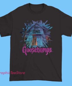 Goosebumps Dead House Tee Shirts 3 Goosebumps Dead House Tee Shirts featuring spooky haunted house artwork, retro 90s horror book graphic, nostalgic cover-inspired design, soft cotton unisex tee for casual wear