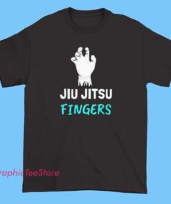 Jiu Jitsu Fingers Graphic Tee Shirts featuring funny BJJ grappler design, Brazilian jiu jitsu humor shirt, training apparel for fighters, martial arts gift tee for coaches and practitioners