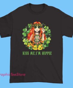 Kiss Me Im Hippie Tee Shirts 3 Kiss Me I’m Hippie tee shirt with retro peace and love graphic, vintage hippie slogan t-shirt, boho festival style apparel, 60s 70s counterculture graphic tee for free spirit fashion lovers