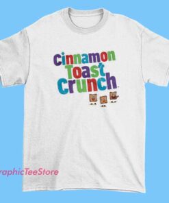 Cinnamon Toast Crunch logo shirt, retro cereal merch tee, classic breakfast cereal apparel, colorful CTC graphic shirt, nostalgic snack brand merchandise for fans.