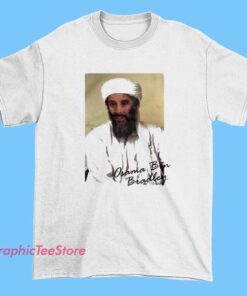 Osama Bin Bradley Poster Tee Shirts 3 Osama Bin Bradley poster tee shirt featuring parody celebrity name typography, humorous wordplay graphic design, vintage poster style t-shirt, pop culture parody meme apparel