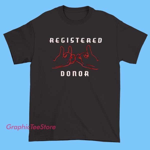 Registered Donor Nurselifern Store Nurspeak Merch Shirt 2 Registered Donor Nurselifern Store Nurspeak Merch Shirt featuring humorous nurse quote, medical apparel, RN gift tee, healthcare worker shirt, nursing student clothing, funny Nurselifern Nurspeak design.