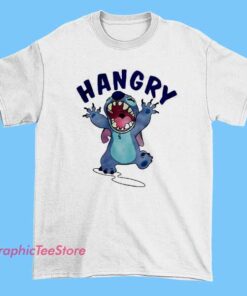 Stitch Hangry Shirt featuring angry hungry Stitch cartoon design, funny cute graphic t-shirt, Disney inspired apparel, playful character tee, casual pop culture shirt