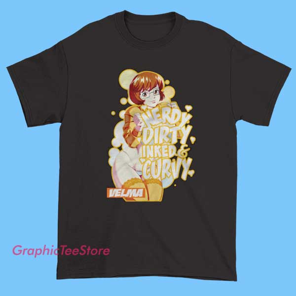 Velma Nerdy Dirty Tee Shirts 2 Velma Nerdy Dirty Tee Shirts featuring funny retro cartoon design, bold Velma graphic tee, nerdy aesthetic shirt for Scooby fans, trendy pop culture apparel for casual everyday style.