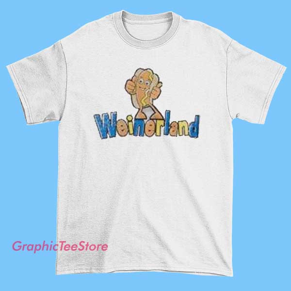 Weinerland Graphic Tee Shirts 2 Weinerland Graphic Tee Shirts featuring funny novelty humor graphic, playful wordplay design, bold cartoon-style artwork, soft cotton unisex tee for casual wear and streetwear