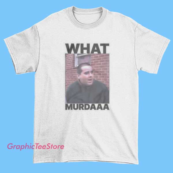 Funny Mugshot John Gotti What Murdaaa Shirt 1 Funny John Gotti mugshot shirt featuring What Murdaaa text, vintage crime humor graphic, retro mobster style tee, novelty parody design, pop culture streetwear t-shirt