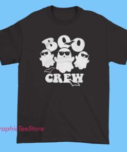 Halloween Ghost Boo Crew swag shirt featuring cute spooky ghost graphic, fun Halloween typography, festive fall season tee, trick or treat outfit, casual Halloween streetwear
