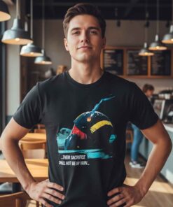 Vintage Their Sacrifice Helldrives shirt featuring dark graphic artwork, retro metal aesthetic design, bold typography, vintage style band-inspired tee, alternative streetwear fashion