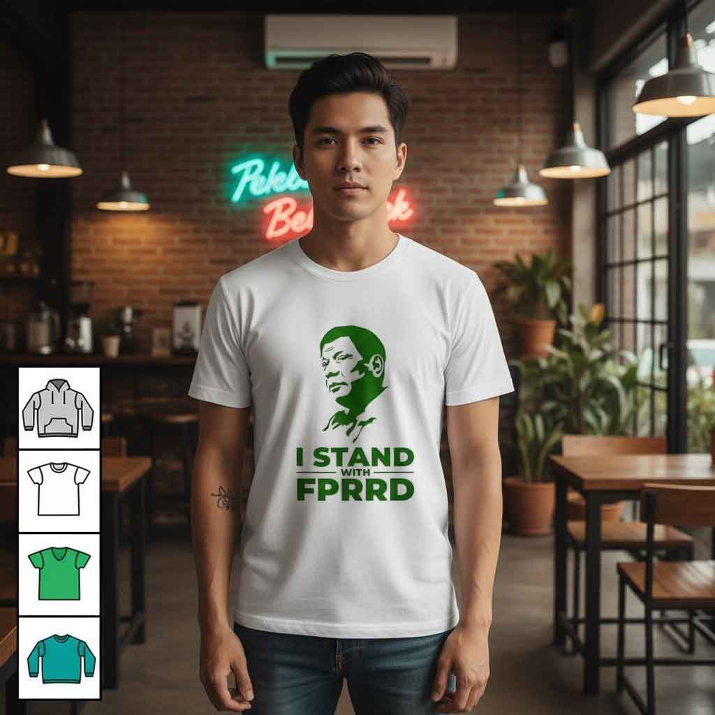 Vtg Rodigro Duterte I Stand With Fprrd Shirt 2 Vtg Rodrigo Duterte I Stand With FPRRD shirt featuring political statement graphic, vintage style supporter tee for collectors