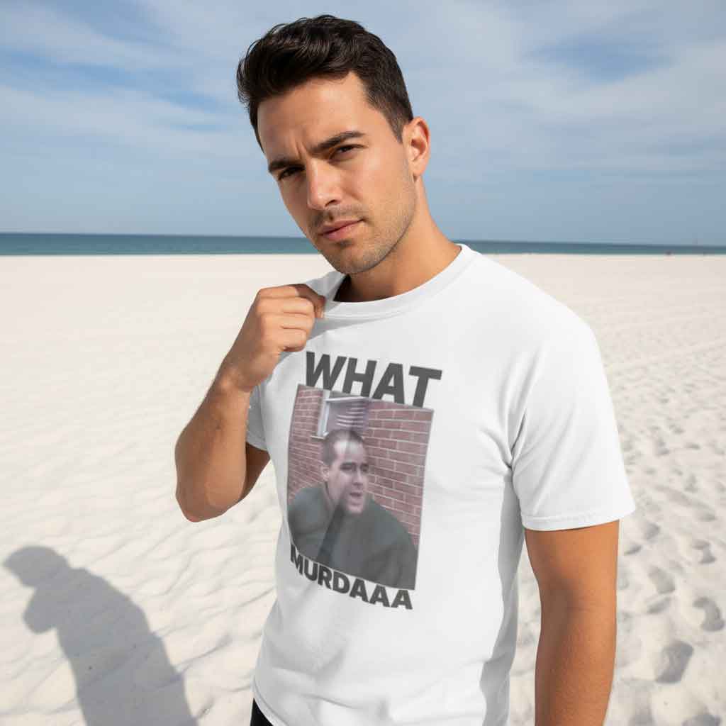 Funny Mugshot John Gotti What Murdaaa Shirt 4 Funny John Gotti mugshot shirt featuring What Murdaaa text, vintage crime humor graphic, retro mobster style tee, novelty parody design, pop culture streetwear t-shirt