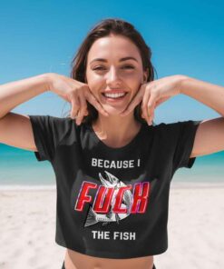 Vtg Meme Because I Fuck the Fish Shirt 2side 7 Vintage meme Because I F the Fish two sided shirt featuring bold slogan text front and back, ironic internet humor graphic tee, novelty meme streetwear shirt