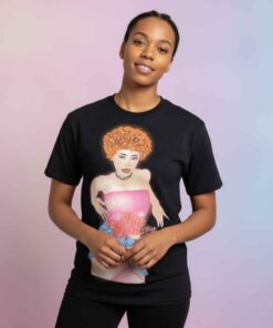 Vtg Ice Spice and Wearing Pink Tee Shirt 6 Vtg Ice Spice wearing pink tee shirt with retro hip hop graphic, vintage rap inspired streetwear shirt for music fans