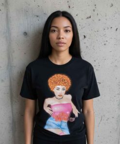 Vtg Ice Spice and Wearing Pink Tee Shirt 7 Vtg Ice Spice wearing pink tee shirt with retro hip hop graphic, vintage rap inspired streetwear shirt for music fans