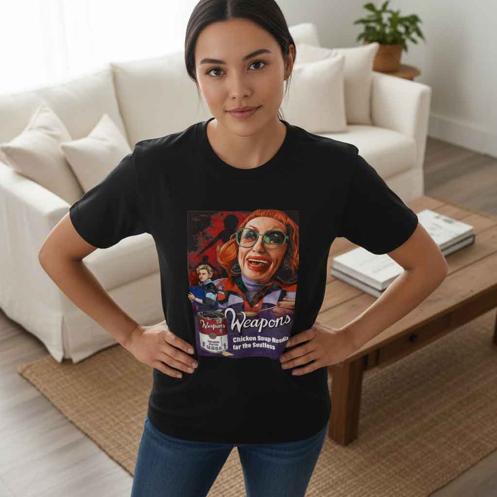 Inspired Soup Noodle Weapons Wendys Shirt 4 Inspired Soup Noodle Weapons Wendy’s shirt parody graphic tee with noodle weapons design, funny fast food meme streetwear shirt