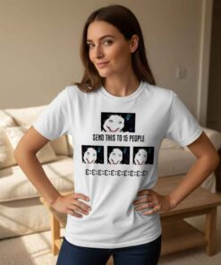 Send This to 15 People Jeff the Killer graphic shirt featuring creepy pasta horror art, viral chain message meme design, dark gothic aesthetic tee for internet legend and urban horror fans.