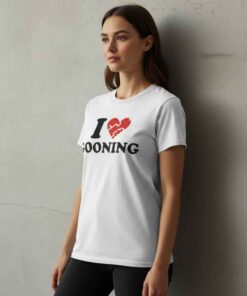 Funny I Heart Gooning parody graphic shirt featuring bold heart design and ironic meme typography, edgy adult humor streetwear tee for internet culture fans and viral slang lovers.