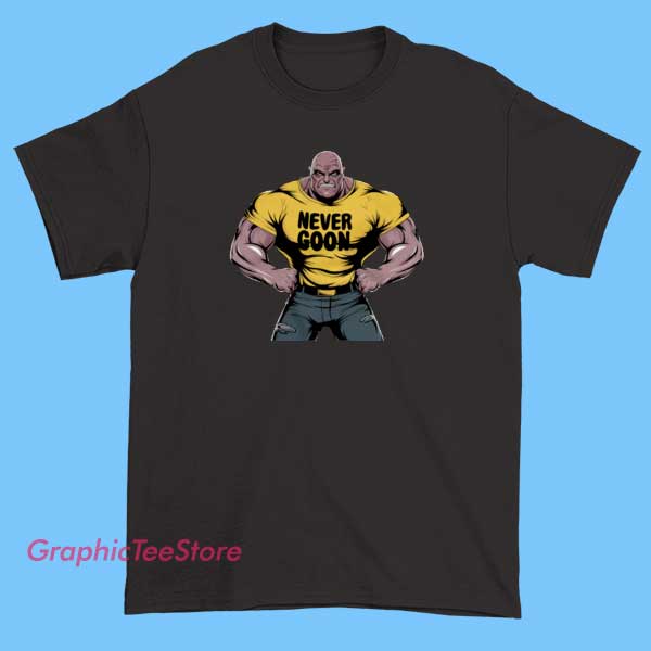 Inspired Thanos Never Goon Fitness Parody Shirt 1 Inspired Thanos never goon fitness parody shirt featuring funny gym meme graphic, comic villain workout humor design, and bold streetwear fitness style tee