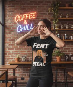 George Floyd fent and steal parody shirt featuring satirical political protest graphic, controversial streetwear design, free speech apparel, viral slogan tee for discussion and debate