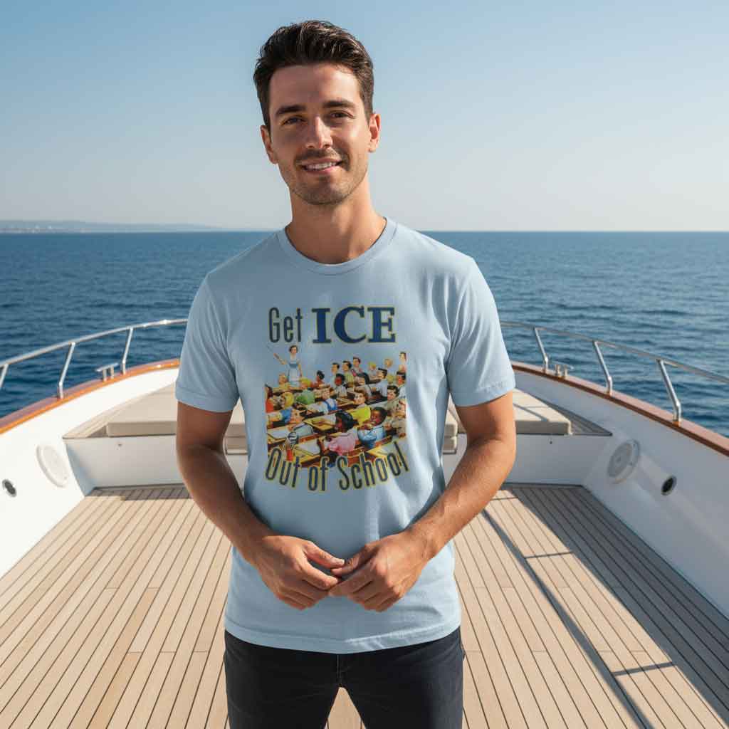Social Justice Get ICE out of School Shirt 4 Get ICE out of schools shirt with social justice immigration rights message, activist protest graphic tee, student safety advocacy apparel, human rights streetwear design