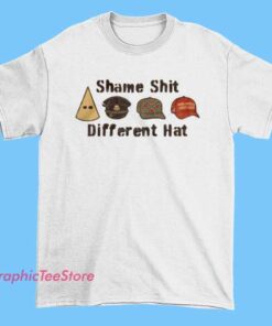 Vintage Same Shit Different Hat graphic shirt with retro typography and sarcastic slogan design, humorous statement tee featuring distressed print style for fans of ironic humor and classic streetwear fashion.