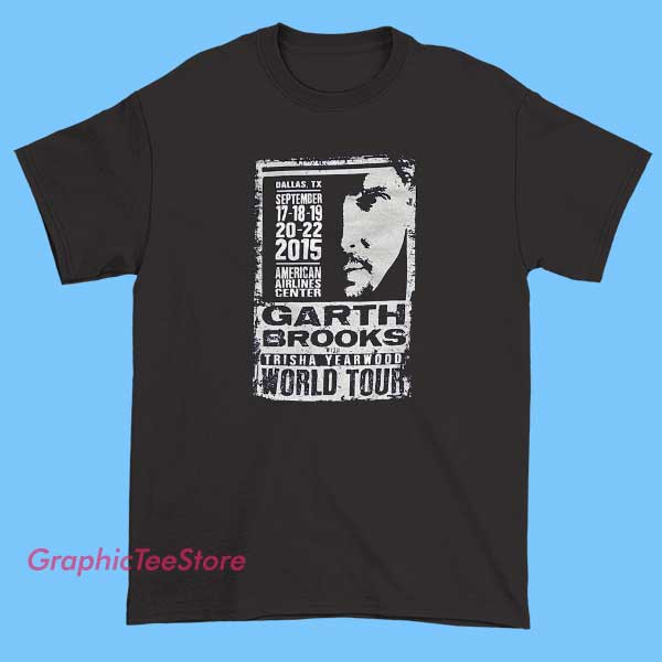 Vtg World Tour Garth Brooks 2015 Shirt 1 Vintage 2015 World Tour Garth Brooks Shirt featuring retro country concert tour graphics. Classic country music fan tee with nostalgic tour style, perfect for collectors, country fans, and vintage concert merch lovers.