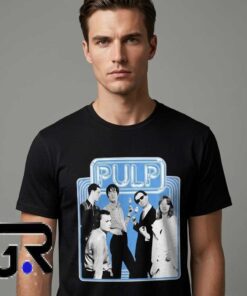 Pulp Vintage 90s Band Monochrome Lineup Shirt 6 90s Monochrome Music Fan Graphic Shirt