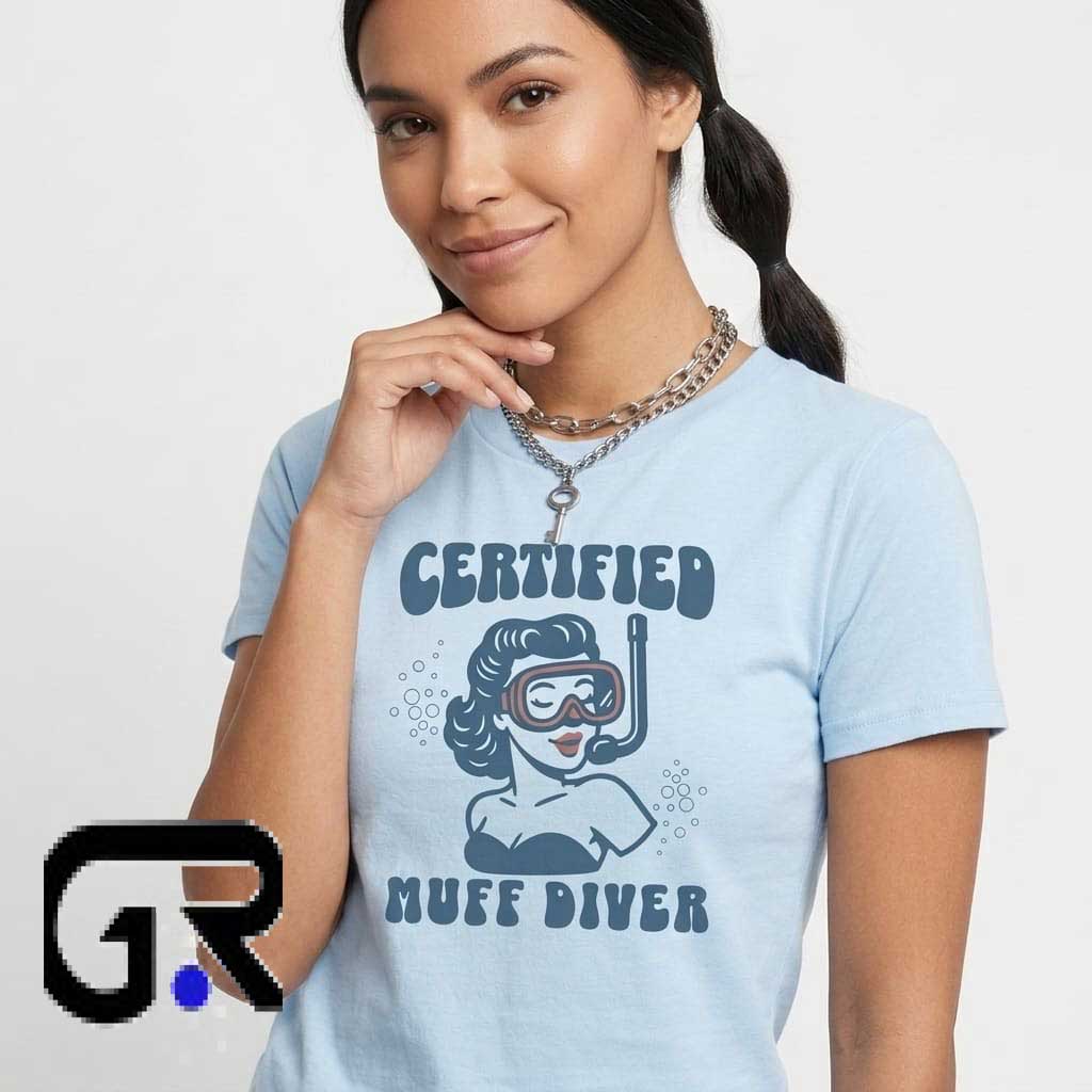 Humorous Certified Muff Diver Snorkeling Graphic Tee 3 Humorous Certified Muff Diver Snorkeling Graphic Tee - Image 3