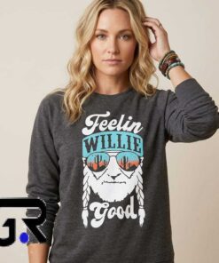 Feelin' Willie Good Music Legend Style Tee featuring a vintage inspired country music graphic on a premium cotton short sleeve shirt for retro fashion, concerts, western style, and casual wear.