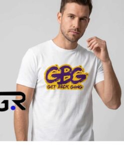 GBG Get Back Gang Purple & Gold Graphic Tee Shirt 7 Graffiti Font GBG Get Back Gang Urban T Shirt