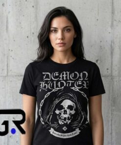 Metal Band Demon Hunter Skull Chain Shirt featuring a bold skull and chain graphic on a premium cotton short sleeve tee for heavy metal fans, rock concerts, gothic fashion, and streetwear style