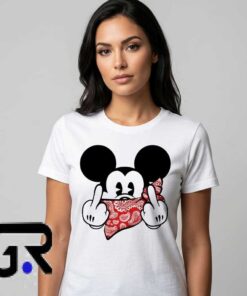 Mickey Mouse Bandana graphic shirt featuring cartoon inspired bandana artwork, vintage pop culture style, premium cotton short sleeve tee for casual streetwear and graphic tee fans.