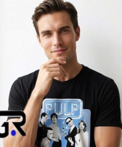 Pulp Vintage 90s Band Monochrome Lineup Shirt 7 Retro Black White Band Style Graphic T Shirt
