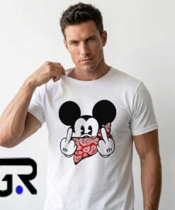 Mickey Mouse Bandana Middle Finger Graphic Shirt 6 Urban Cartoon Street Style Graphic T Shirt