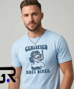 Humorous Certified Muff Diver Snorkeling Graphic Tee 7 Vintage Certified Diver Humor Distressed T Shirt