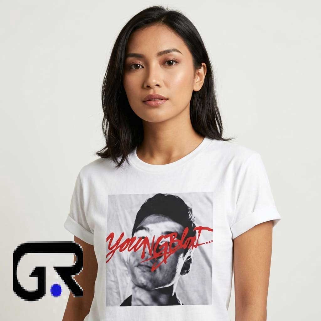 calum youngblood 5sos graphic tee shirts 1 Young Joji Red Script Graphic shirt featuring minimalist artist inspired artwork, aesthetic streetwear design, premium cotton short sleeve tee for Joji fans and music lovers.