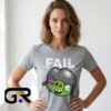 Angry Birds Minion Pig Fail T-Shirt 8 Angry Birds Minion Pig Fail T-Shirt featuring funny gaming character graphics, cotton short sleeve design for gamers, animation fans, casual outfits, and graphic tee collectors.