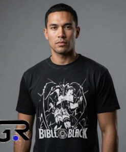 Bible Black Anime style graphic shirt featuring dark anime-inspired artwork, alternative streetwear design, cotton short sleeve tee, and bold graphic fashion.