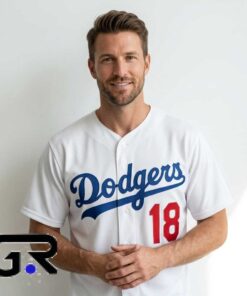 LA Dodger #18 White Baseball Jersey shirt 7 Classic LA Baseball 18 White Jersey Style Shirt