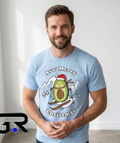 Avo’ Merry Christmas Skiing Avocado Christmas Shirt 7 Cute Avocado Christmas Skiing Graphic T Shirt