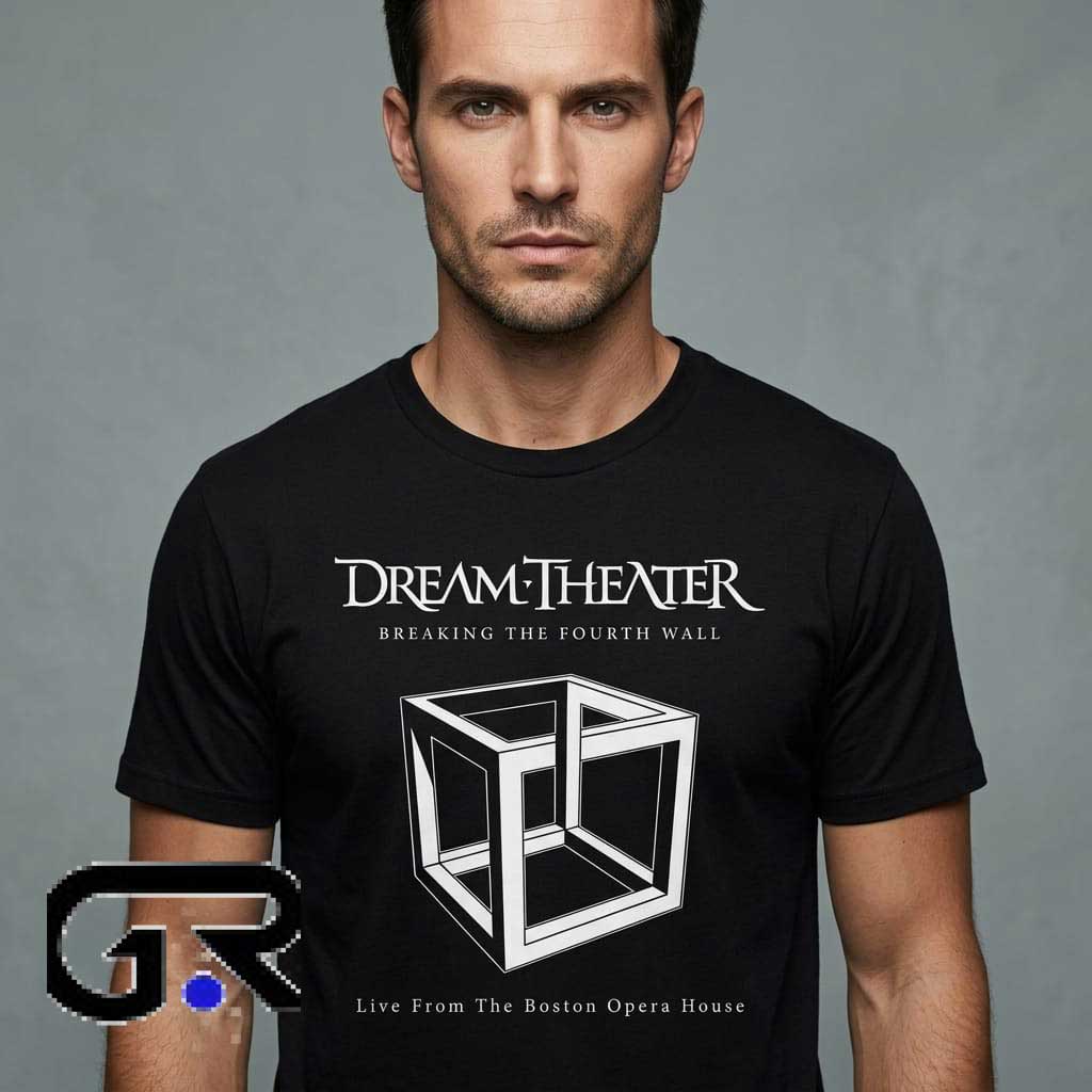 Dream Theater Breaking The Fourth Wall shirt 1 Dream Theater Breaking The Fourth Wall graphic shirt featuring progressive rock artwork, cotton short sleeve tee, concert-inspired design, and alternative music fashion.