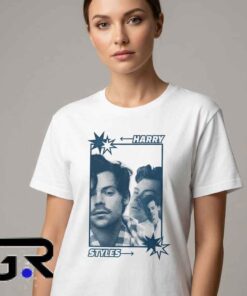 Harry Styles pop art halftone star graphic T-shirt featuring retro-inspired artwork, cotton short sleeves, and music fashion style for casual streetwear and concert outfits.