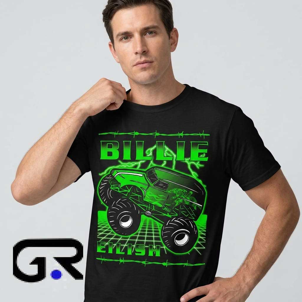 Green Neon Billie Eilish Monster Truck Tee Shirt 4 Green Neon Billie Eilish Monster Truck Tee Shirt - Image 4