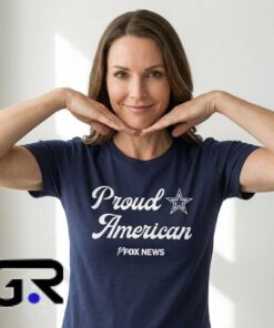 Proud American Fox News graphic shirt featuring patriotic American-inspired artwork, short sleeve cotton tee, bold graphic design, and casual patriotic streetwear style.