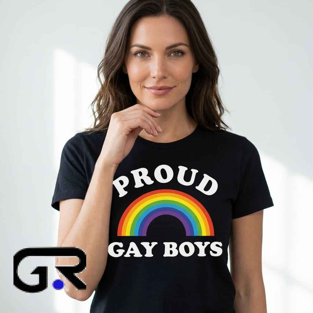 Proud Gay Boys Rainbow shirt 1 Proud Gay Boys rainbow pride graphic T-shirt featuring colorful LGBTQ+ artwork, cotton short sleeves, and an inclusive design for Pride events, festivals, and casual streetwear.