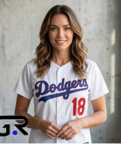 LA Dodger #18 White Baseball Jersey shirt 6 Retro Baseball 18 White LA Jersey Style Tee