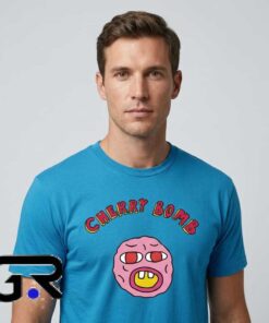 Cute Graphic Tees 6 Cherry Bomb album inspired blue graphic shirt featuring music-inspired artwork, cotton short sleeve construction, and alternative streetwear style for hip hop and music fans.