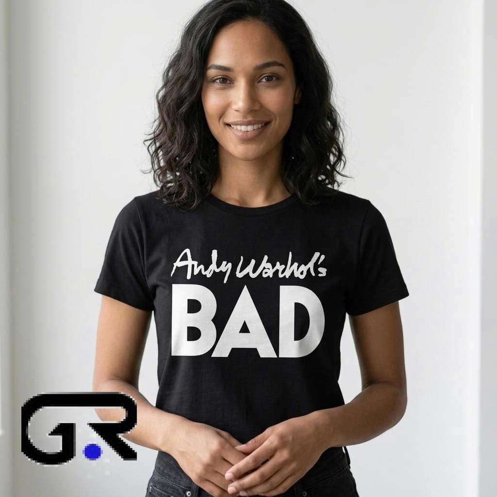 Andy Warhol's Bad 1977 Black Andy Warhol Shirt 1 Left 4 Dead 2 Valve game merchandise shirt featuring zombie survival gaming graphics, cotton short sleeve design for gamers, retro video game fans, and casual streetwear.