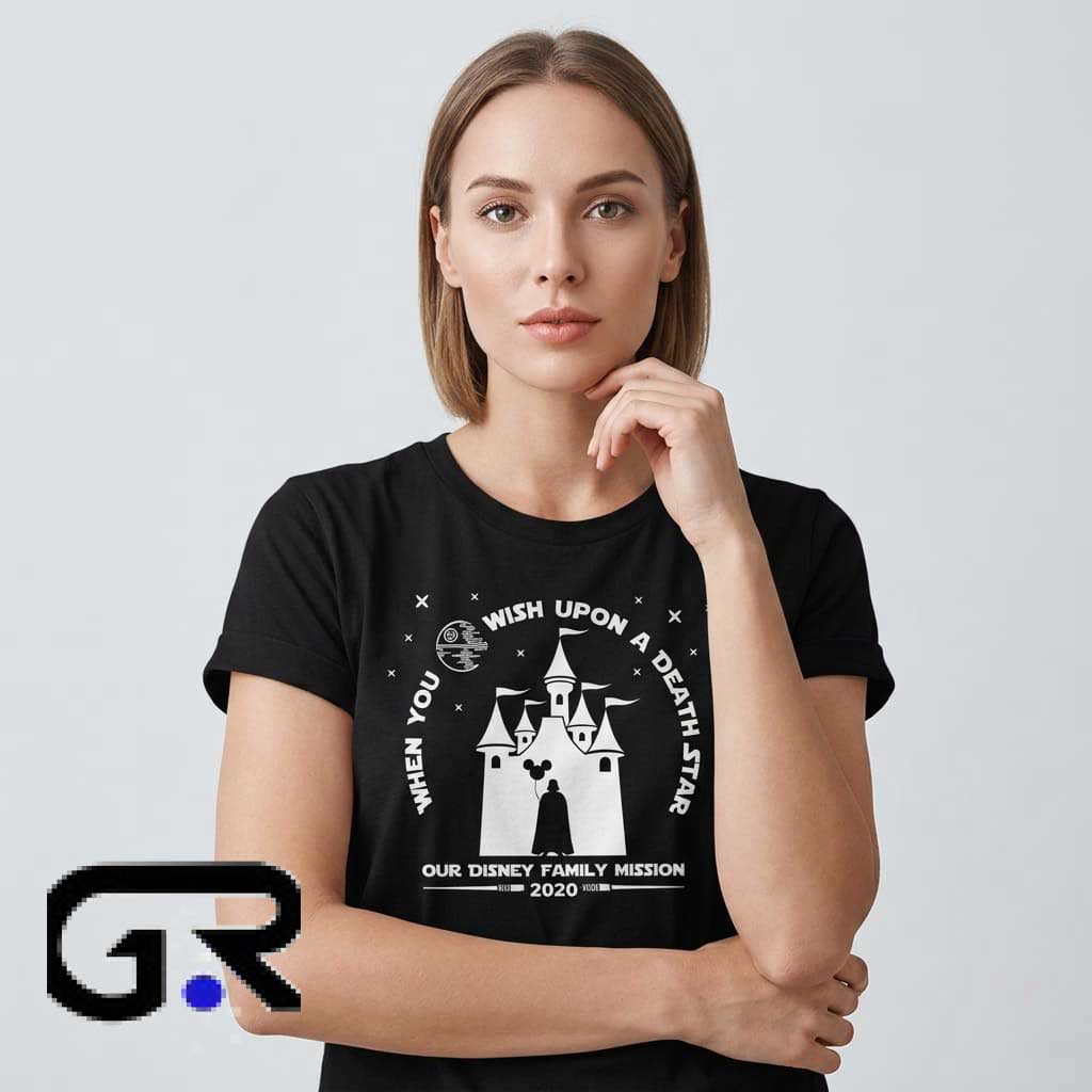 When You Wish Upon a Death Star Family Trip 2020 shirt 1 When You Wish Upon a Death Star family trip 2020 shirt featuring playful space-inspired graphic art, cotton short sleeve design for vacations and casual family wear.