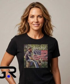 Adam Calhoun AmeriCAL album cover T-shirt featuring a music-inspired graphic, cotton short sleeve design, Americana style, country rap apparel, and casual streetwear.